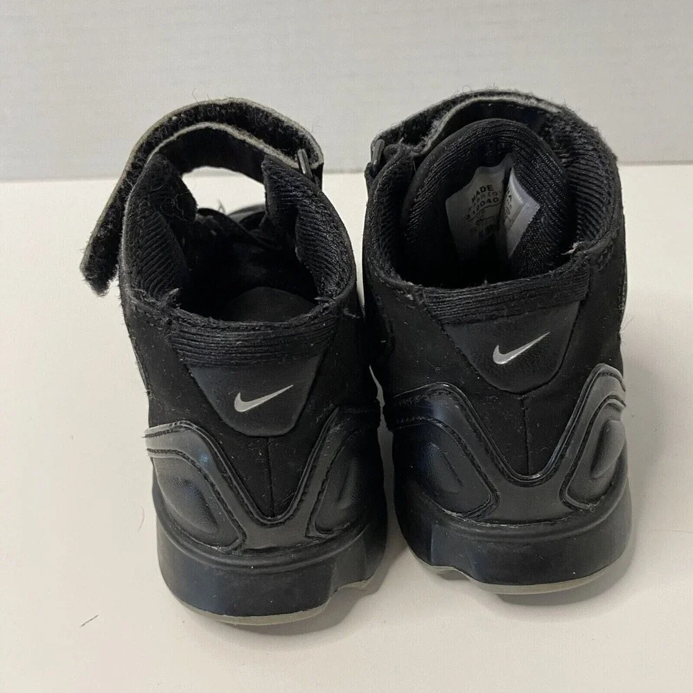 Nike Kids High Top Sneakers Black Leather Athletic Shoes Hook Loop Strap Size 6C